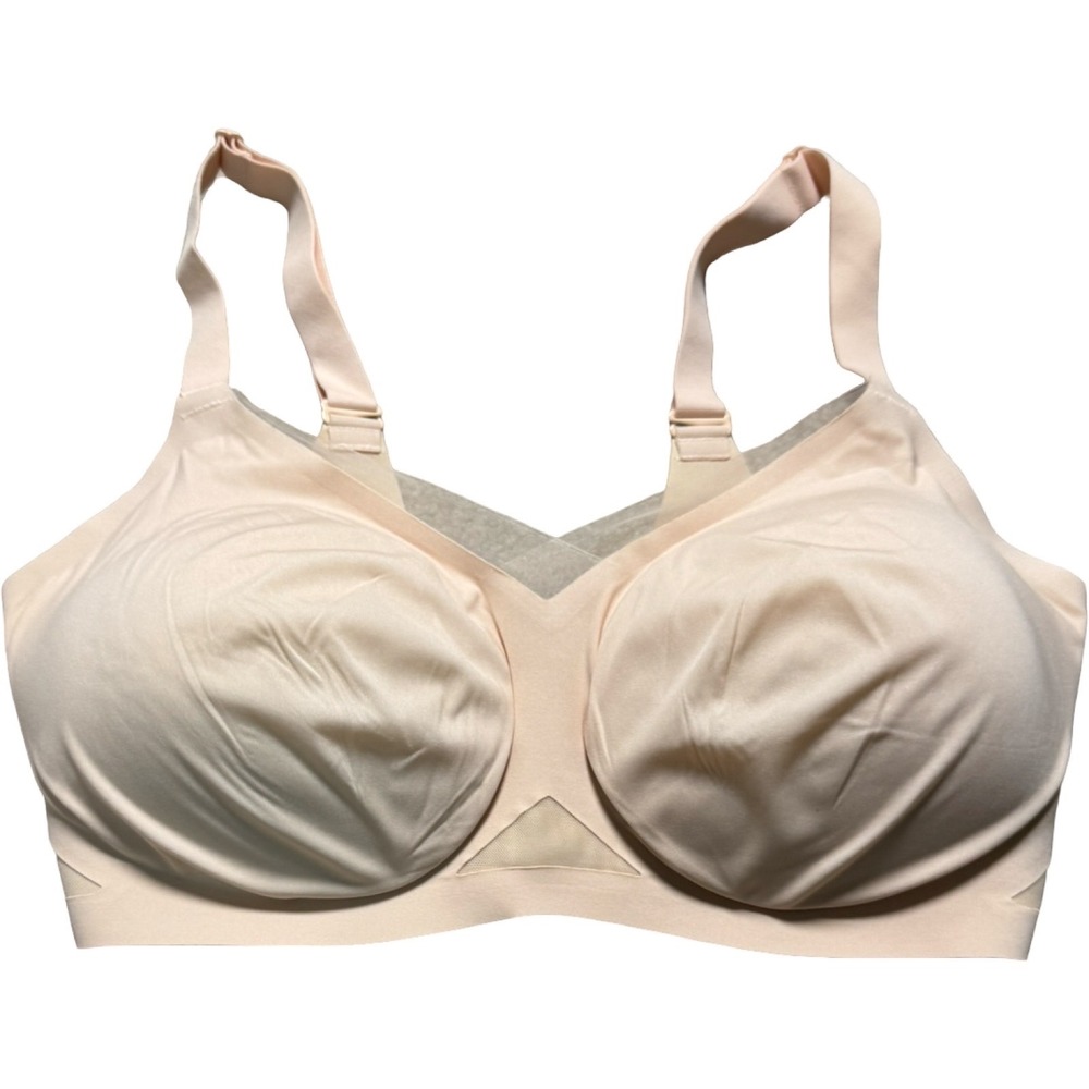 Honeylove Crossover Bra Womens 36DDD(F)/G Beige Good Wireless Support LWBR0304